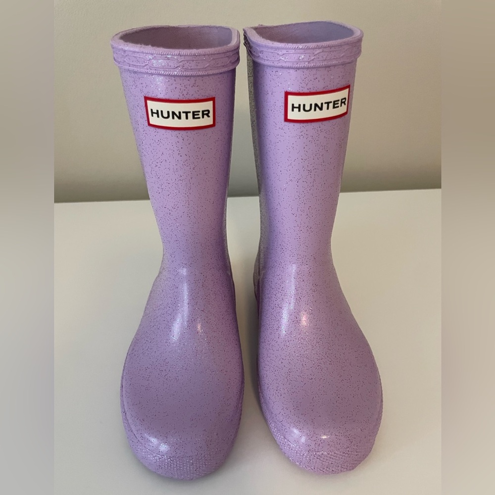 Hunter Lavender Glitter Rubber Rain Boots